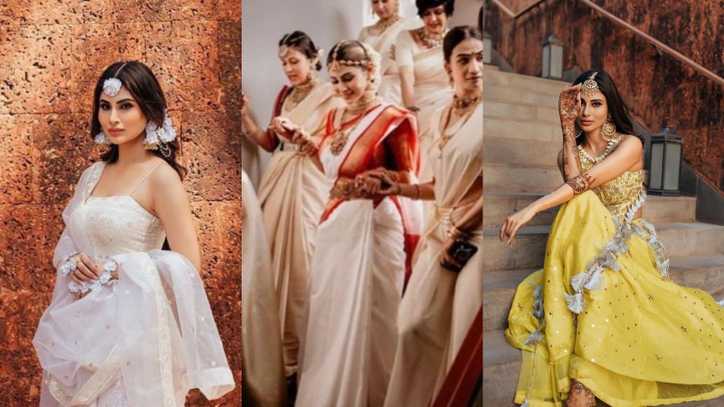 Mouni Roy makes a statement with simple and elegant bridal looks from her mehendi, haldi and wedding