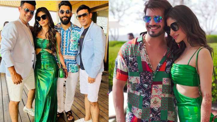 Newlyweds Mouni Roy and Suraj Nambiar unwind with friends at a pool party post wedding; See photos