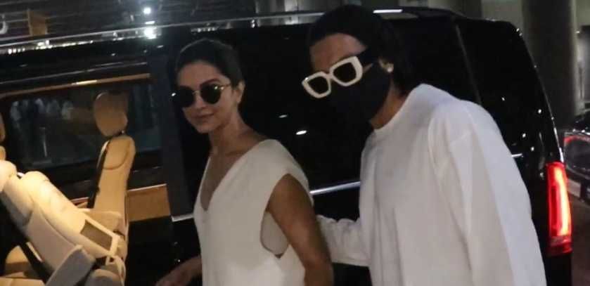 Ranveer Singh and Deepika Padukone twin in white as they return from Bengaluru after a weekend with latter’s family