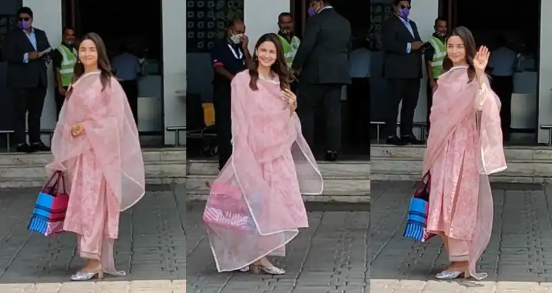 Alia Bhatt jets off to Jaisalmer for Rocky Aur Rani Ki Prem Kahani in a pink suit post wedding with Ranbir Kapoor