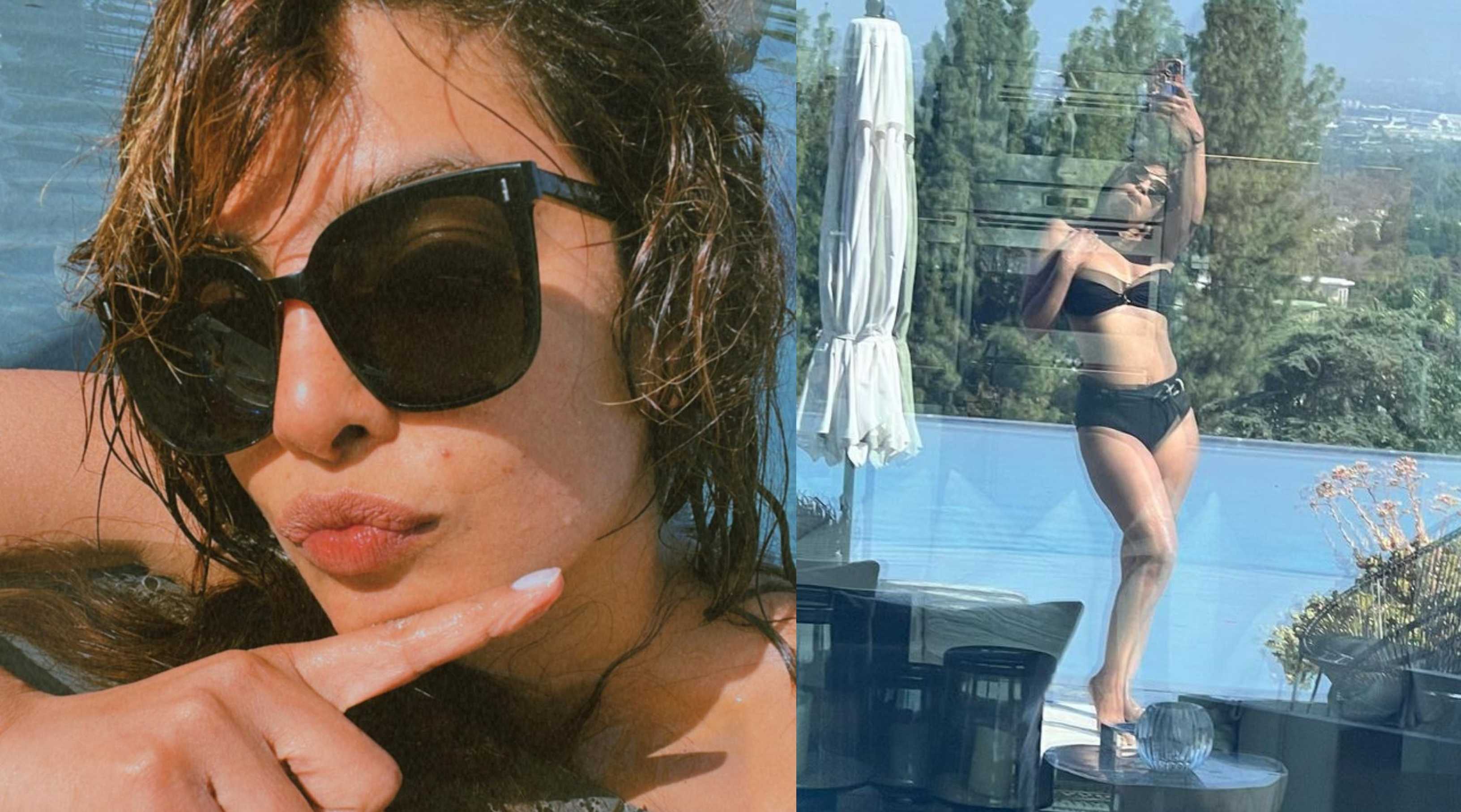 Priyanka Chopra enjoys 90s music as she chills at the pool in a black bikini; netizens gush over her playlist