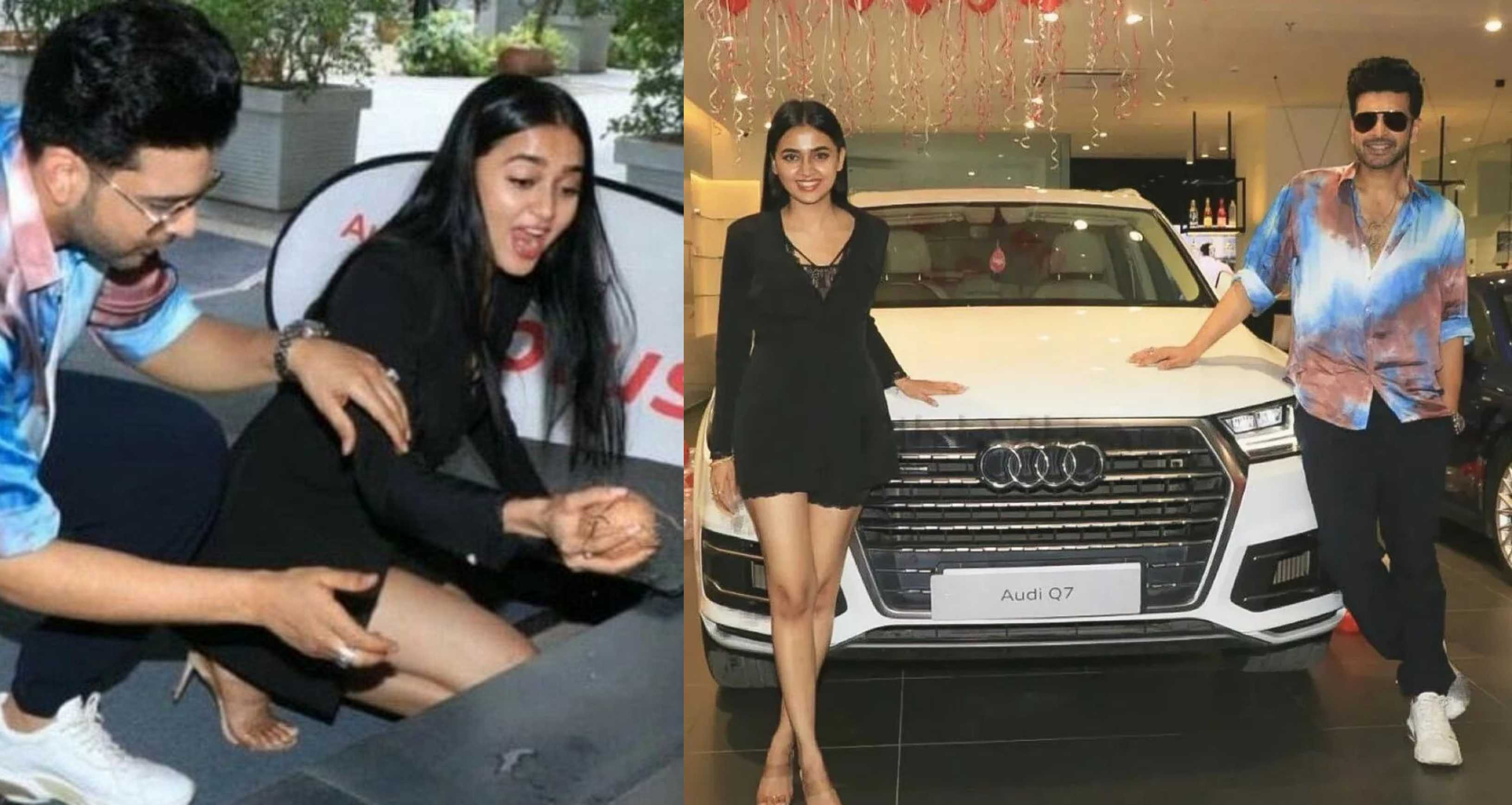 Karan Kundrra cheers as Tejasswi Prakash breaks a coconut for her new car; latter reveals her BF will drive it