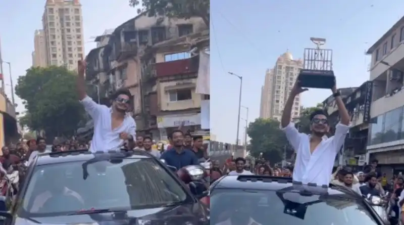 Lock Upp winner Munawar Faruqui returns to Dongri in a BMW; crowds go crazy as he flaunts his trophy