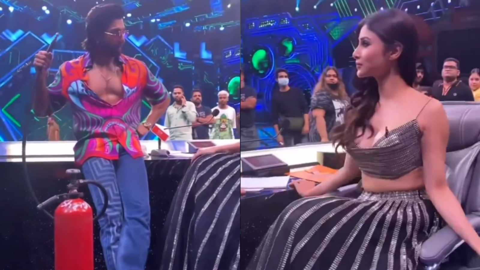 Ranveer Singh blames Mouni Roy for heatwave, visits the sets of her dance reality show with a fire extinguisher
