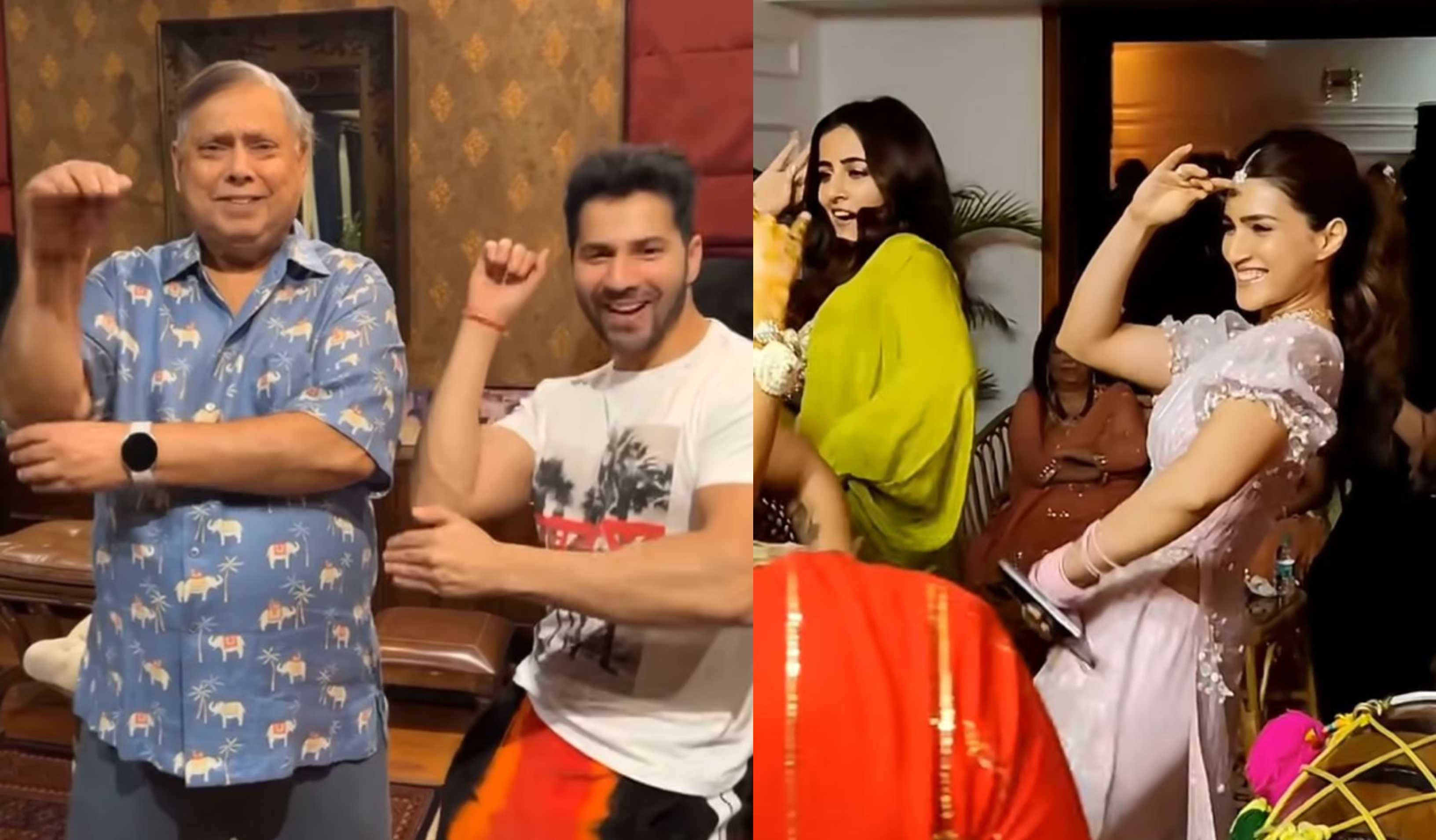 Varun Dhawan grooves with dad David Dhawan; Kriti Sanon’s dance videos from friend’s wedding go viral