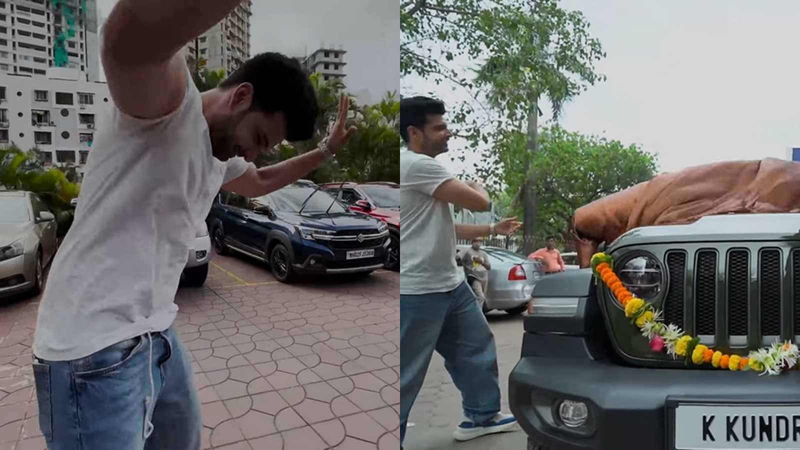 Karan Kundrra brings home a new Jeep Rubicon worth Rs. 63 lakhs, dances in excitement as he heads to the showroom; Watch