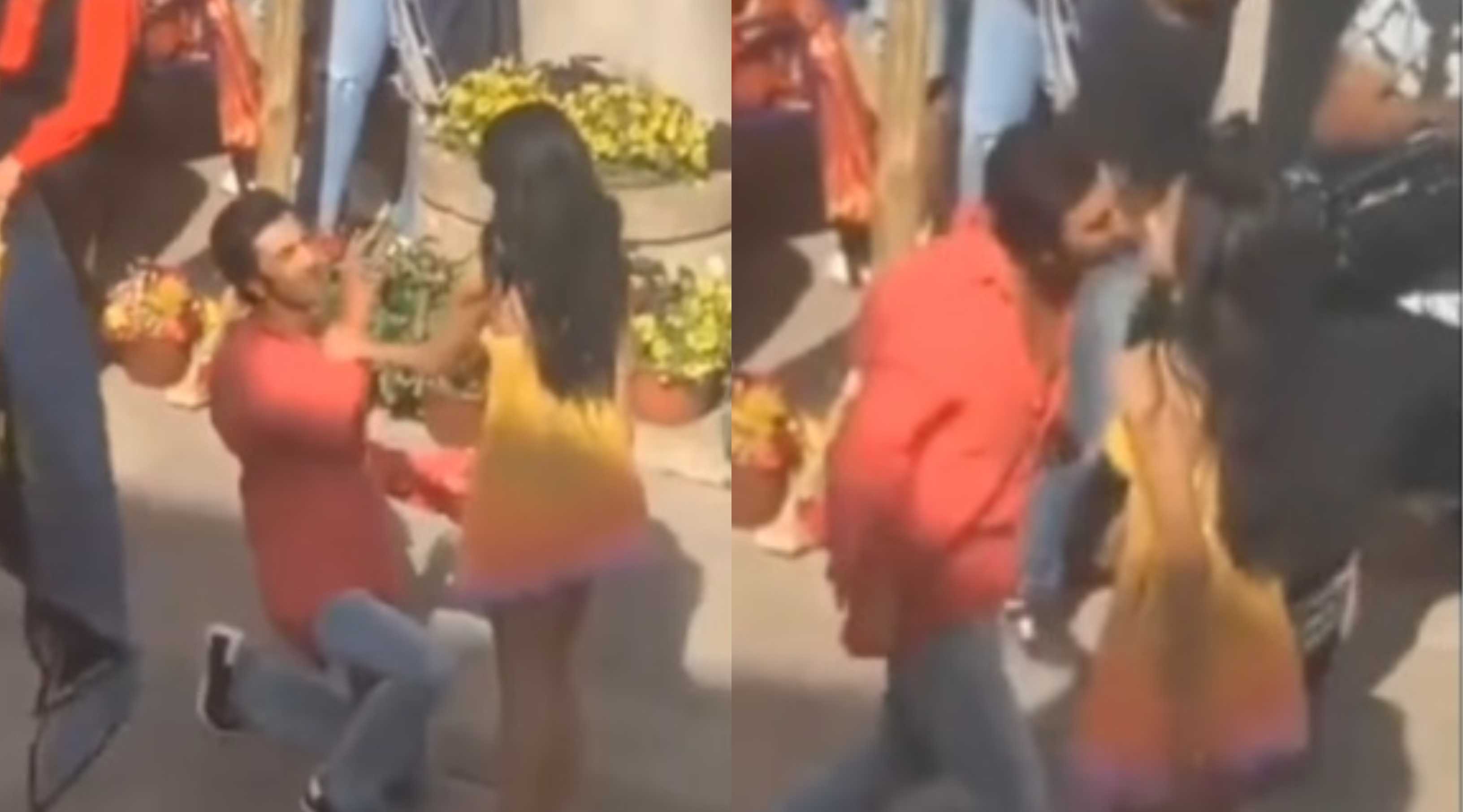Ranbir Kapoor goes down on his knees for Shraddha Kapoor while shooting for Luv Ranjan's film; gives her air kisses