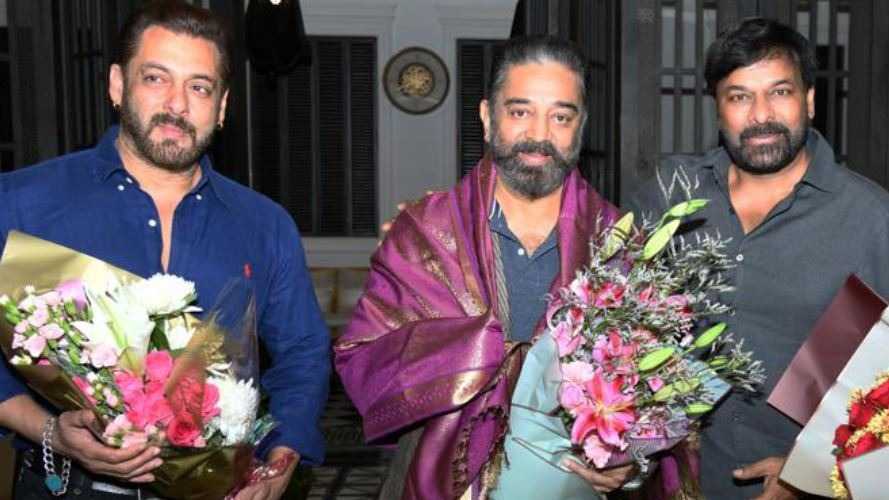 Salman Khan joins Kamal Haasan and Chiranjeevi at Vikram's success party; netizens say '3 megastars in one frame'