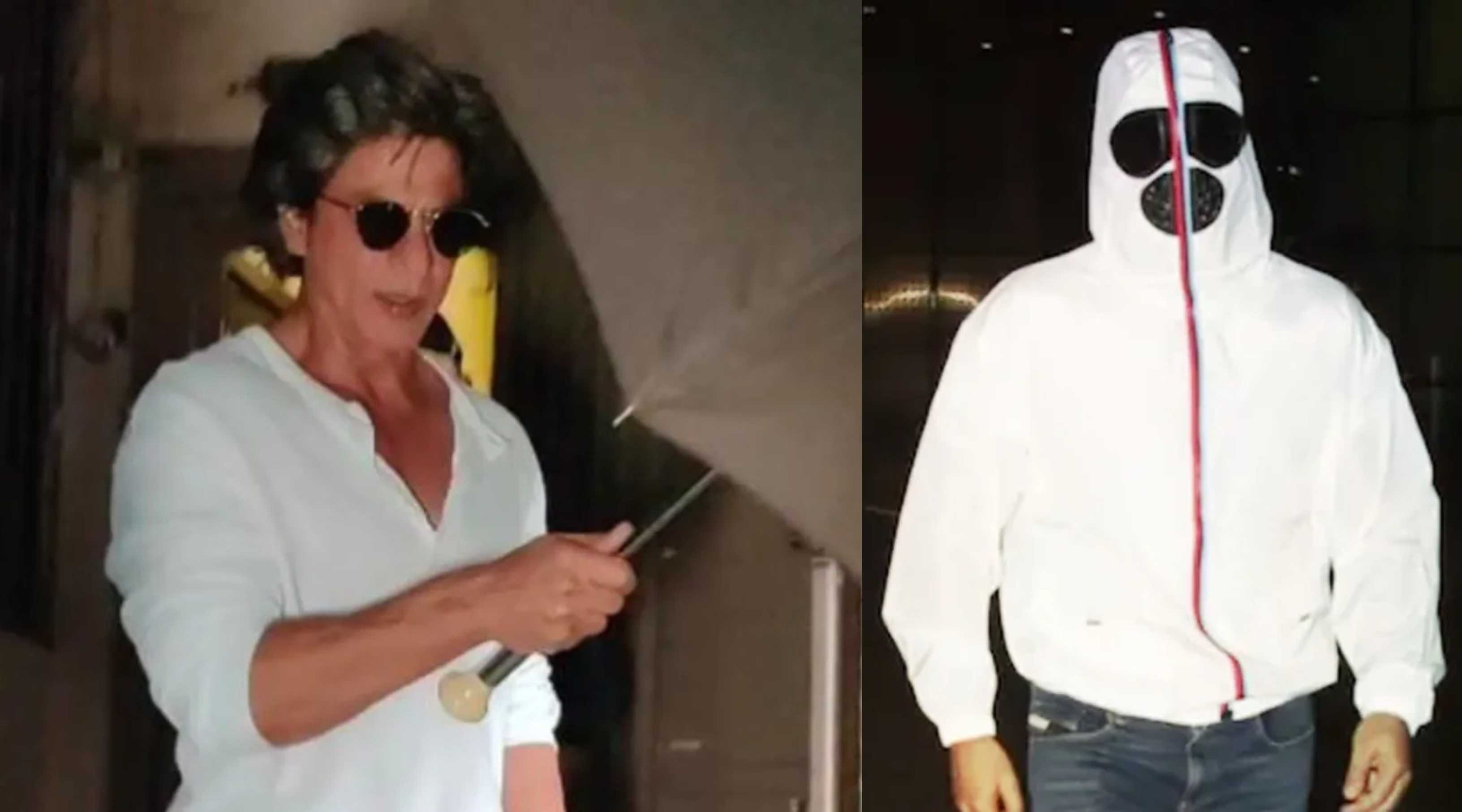 Shah Rukh Khan hides behind giant umbrellas yet again; fans ask him to try Raj Kundra’s mask and hoodie