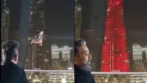 Kamal Haasan has an epic reaction to his Vikram trailer playing on Burj Khalifa in Dubai; Watch