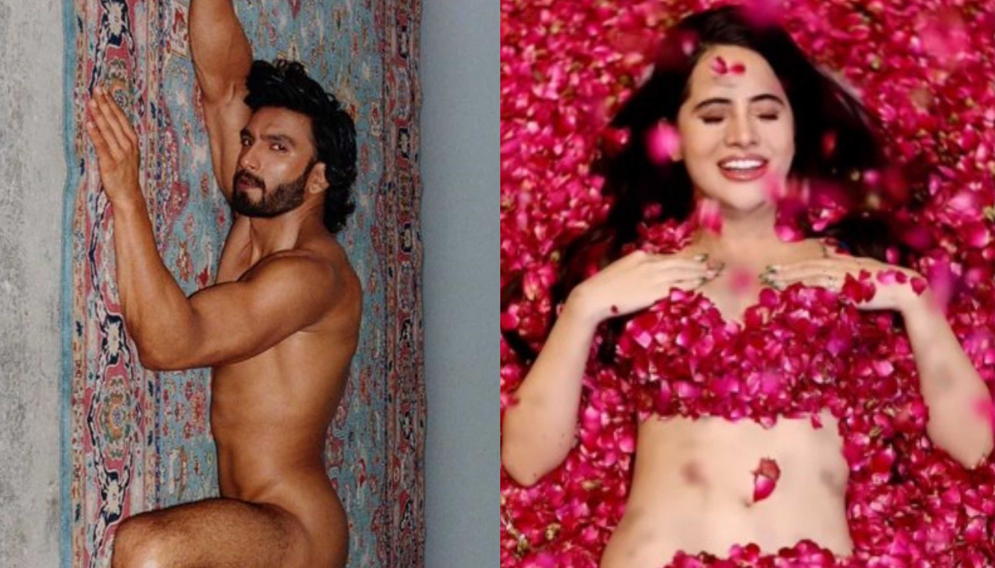 Urfi Javed takes inspiration from Ranveer Singh, covers herself in nothing but rose petals