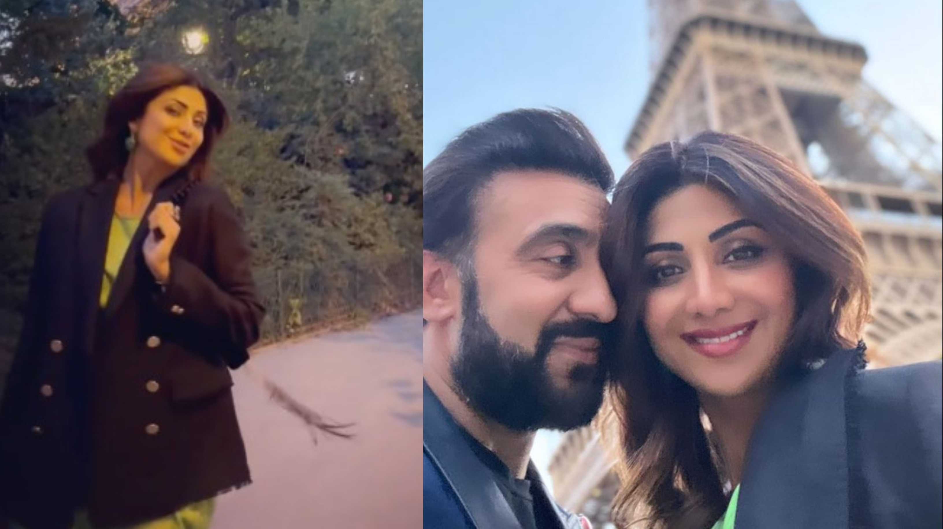 Shilpa Shetty shares a romantic selfie with husband Raj Kundra as they pose under the Eiffel Tower