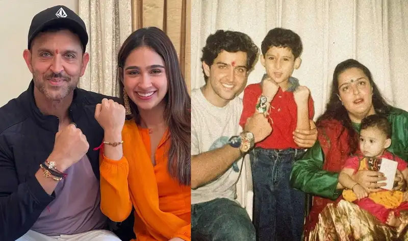 Hrithik Roshan celebrates Rakhi with Pashmina and Sunaina; GF Saba Azad helps them recreate a photo from 1996