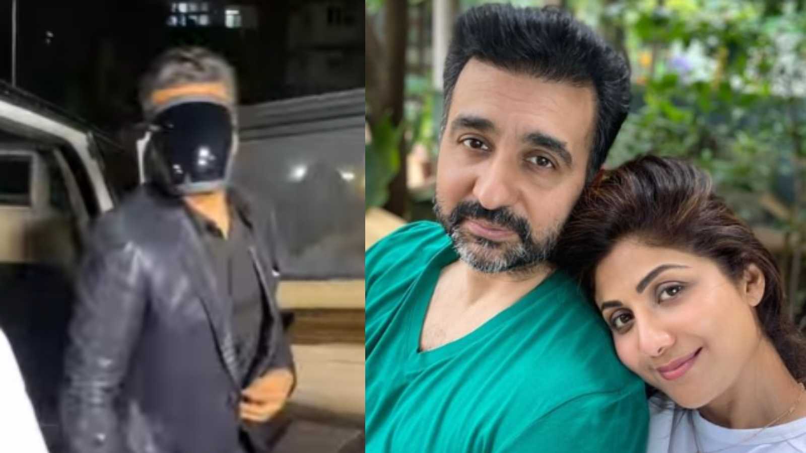 Shilpa Shetty's husband Raj Kundra hides his face with a mask once again, netizen says 'muh dikhane layak nahi bacha'
