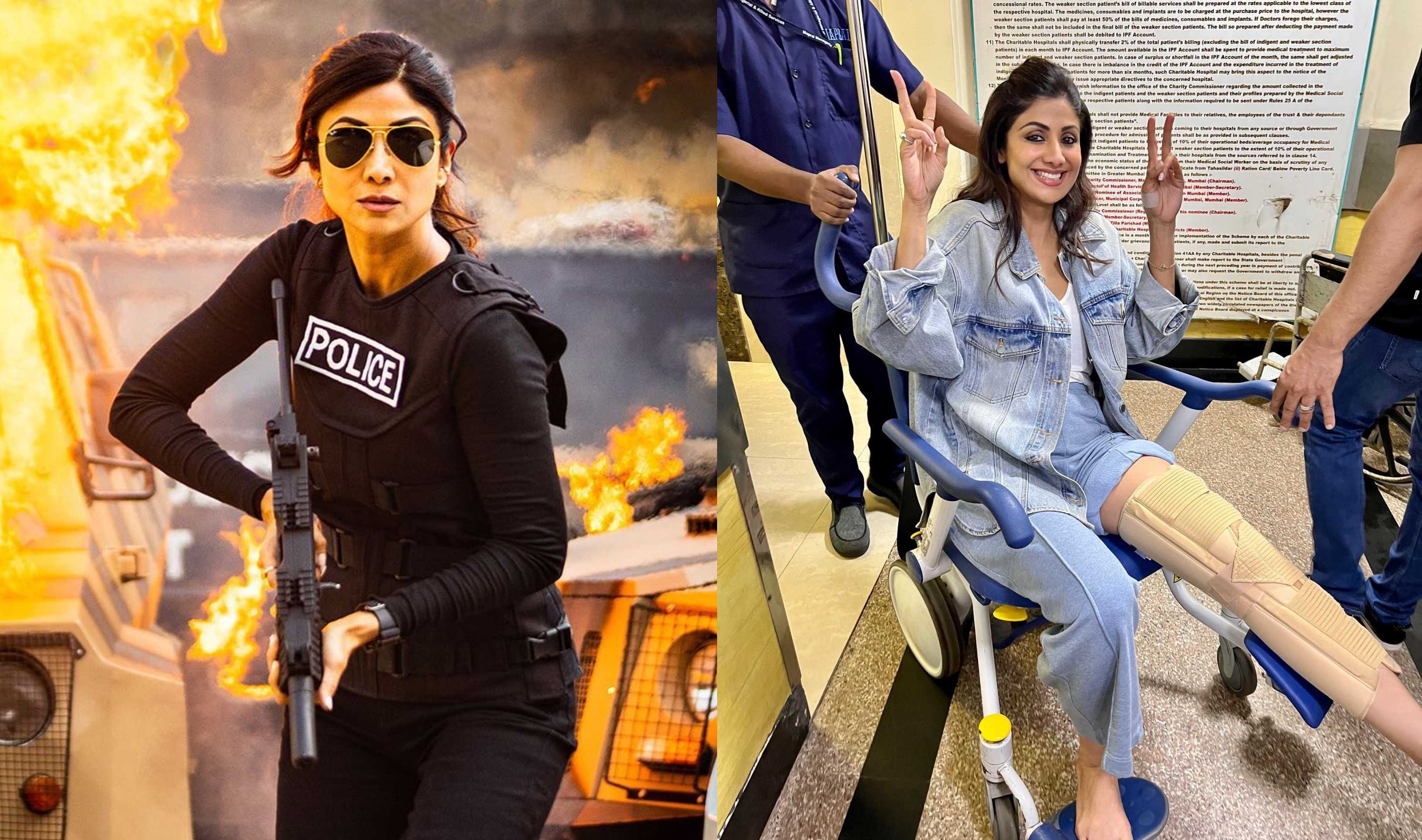 Shilpa Shetty injured while shooting action scenes for Rohit Shetty’s Indian Police Force; smiles through the pain