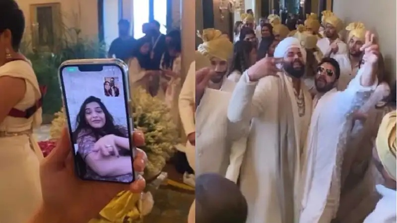 Rhea Kapoor video chats with new mommy Sonam Kapoor, Varun Dhawan grooves with baratis at Kunal Rawal-Arpita Mehta's wedding; Watch