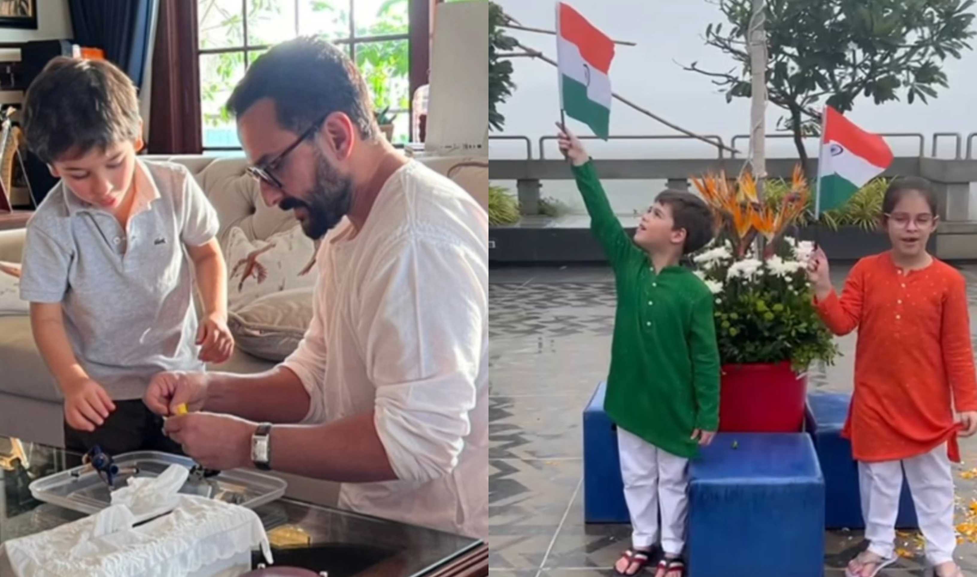 Taimur and Saif Ali Khan get creative with recycled paper; Karan Johar’s twins celebrate Independence Day