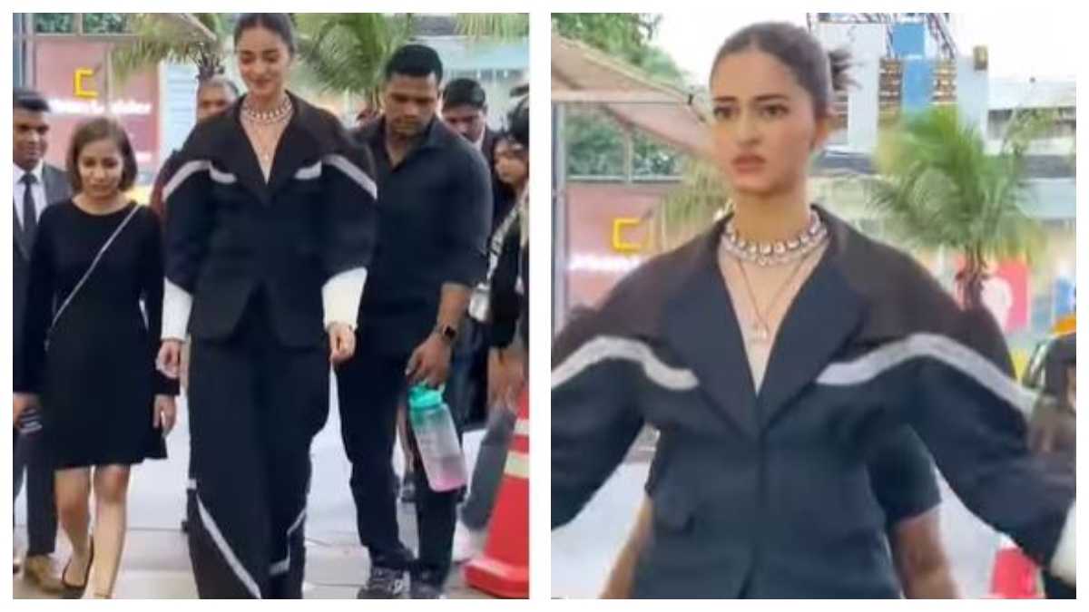 '5G network ka naya tower', 'circus Wala admi': Ananya Panday's height in a black pantsuit invites hilarious reactions from netizens