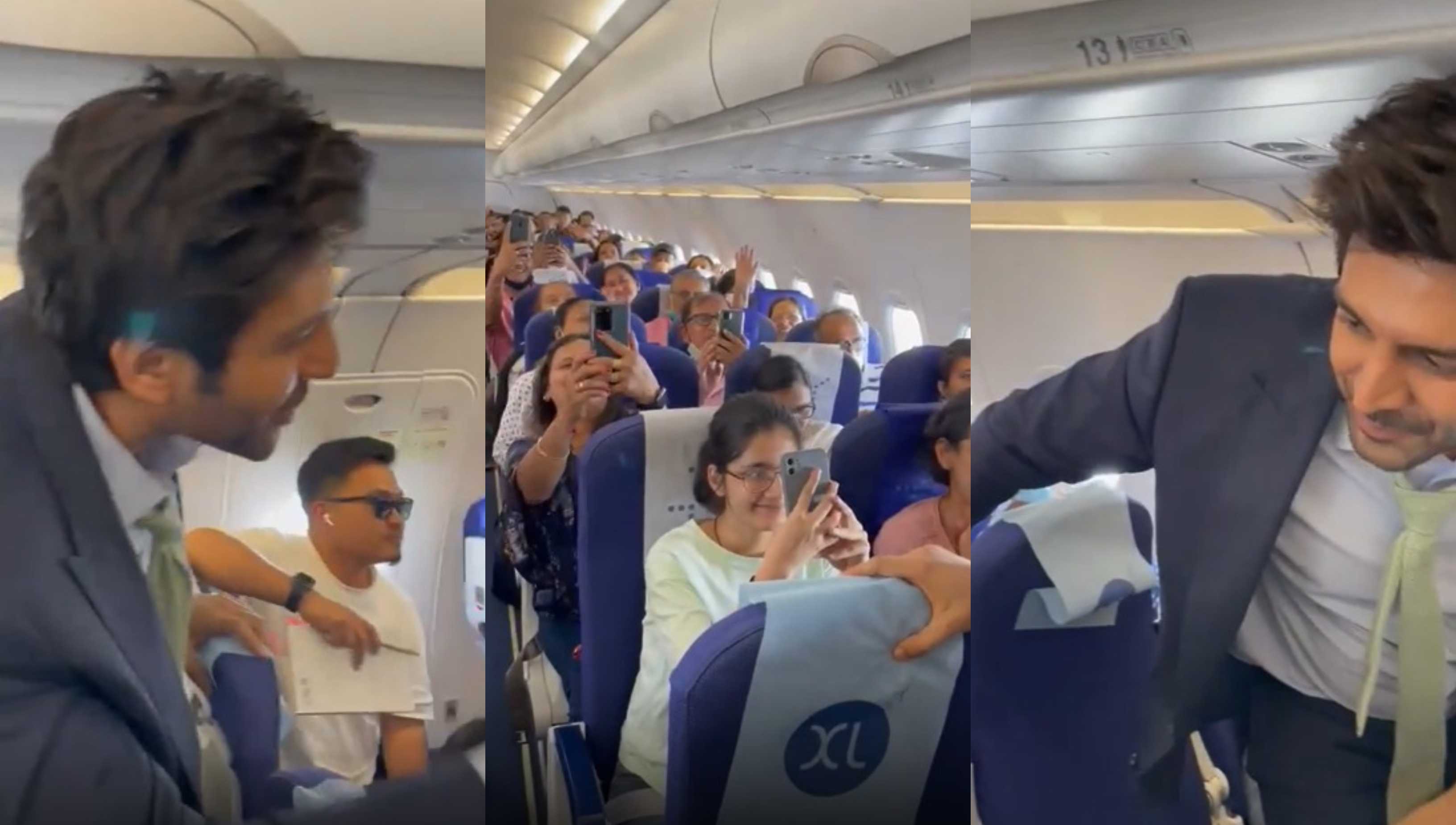 Kartik Aaryan enjoys a meet and greet with ecstatic fans while travelling economy; watch