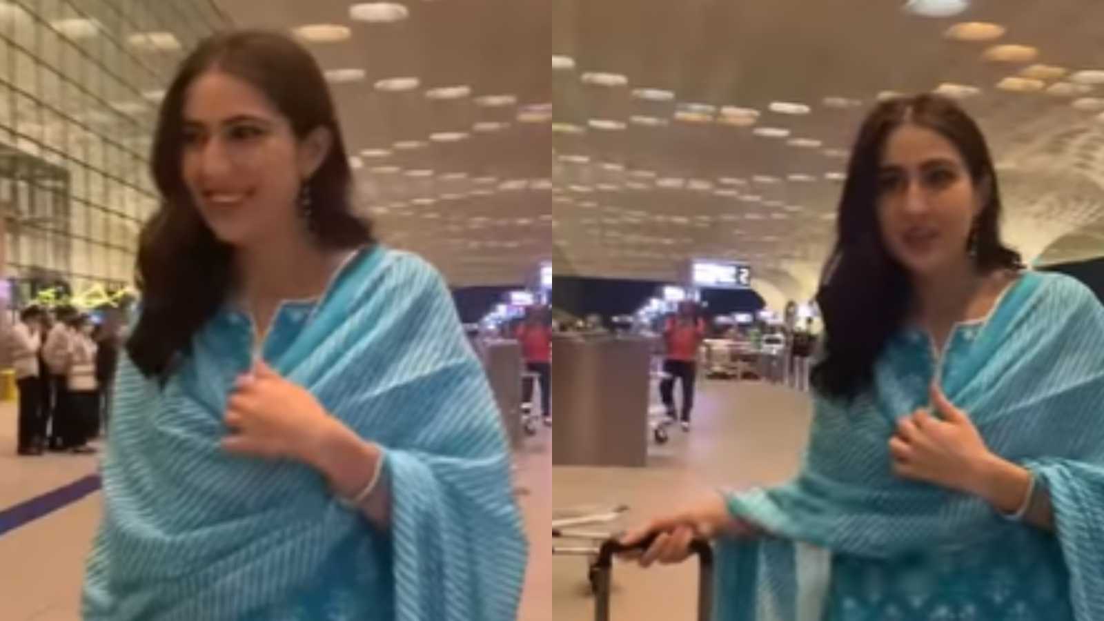After canoodling with ex Kartik Aaryan, Sara Ali Khan grabs eyeballs for repeating her clothes at her latest airport appearance