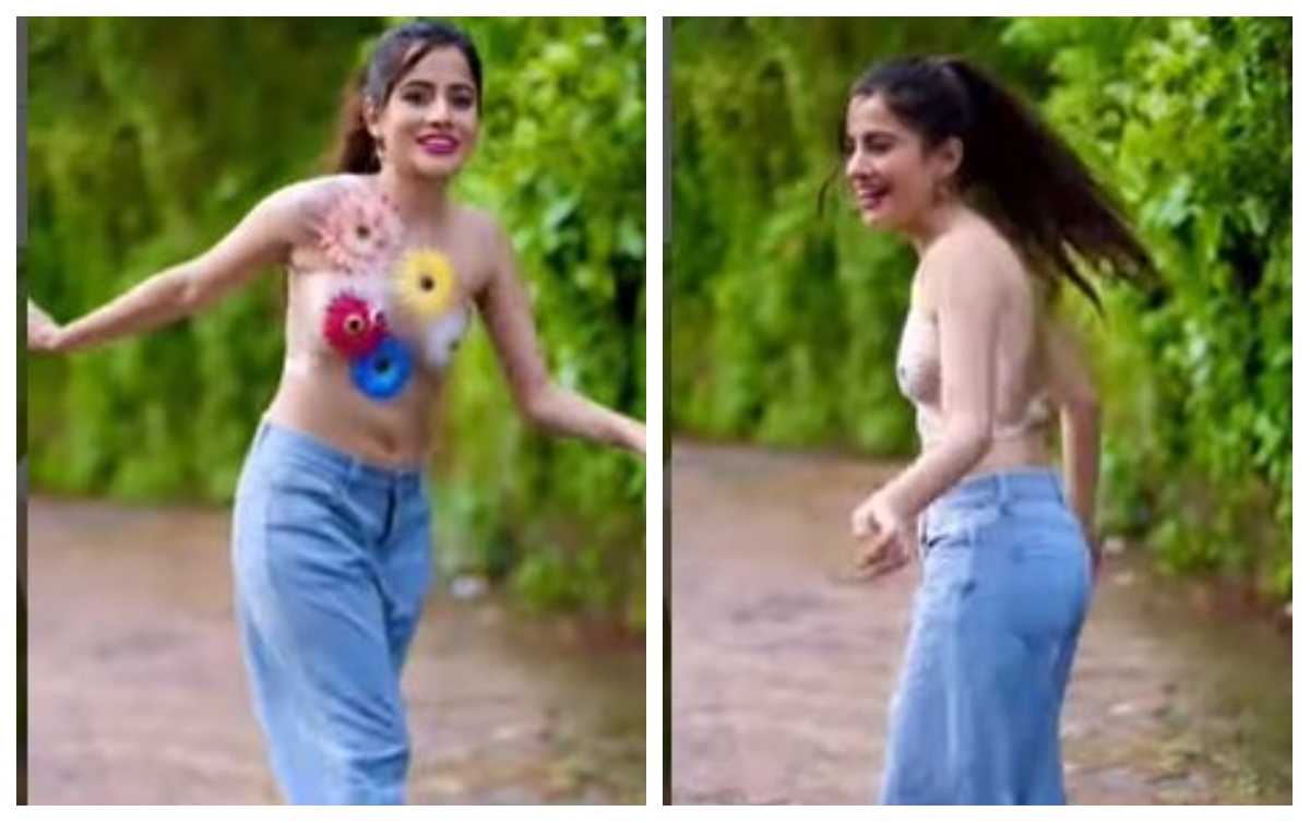 Urfi Javed wraps herself in plastic and flowers, fans laud her creativity