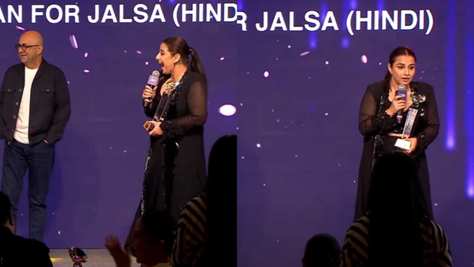 Vidya Balan hilariously goofs up winning speech for Jalsa thinking it's for Sherni: 'Dono mein performance itni achi thi sa maan bhi gaye'