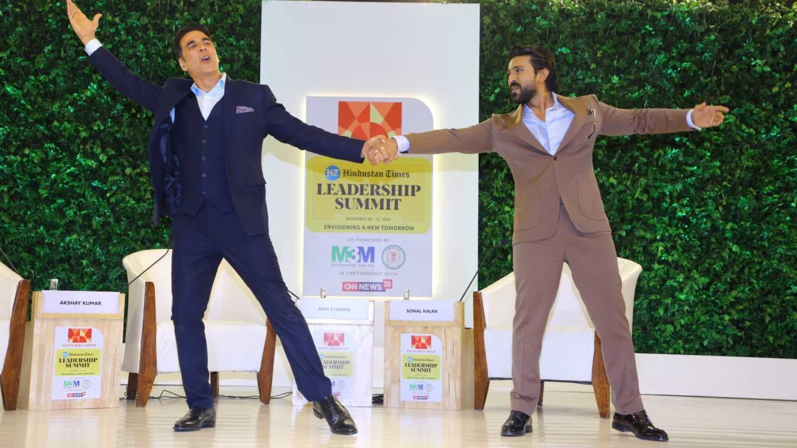 HTLS 2022: Ram Charan aces Akshay Kumar's 'Tu Cheez Badi Hai Mast Mast' moves, latter surprises RRR star dancing to Rangamma Mangamma