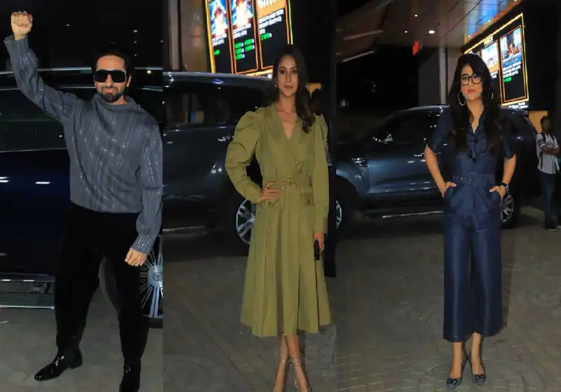 An Action Hero screening: Shehnaaz Gill arrives in olive dress; Ayushmann Khurrana,Tahira Kashyap and others make sylish appearance