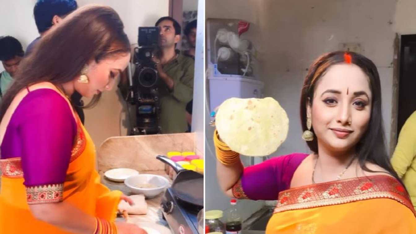 Bhojpuri star Rani Chatterjee turns 'Biwi No.1' as she cooks roti on a film set wearing saree, says 'this is proof mujhe roti banani aati hai'