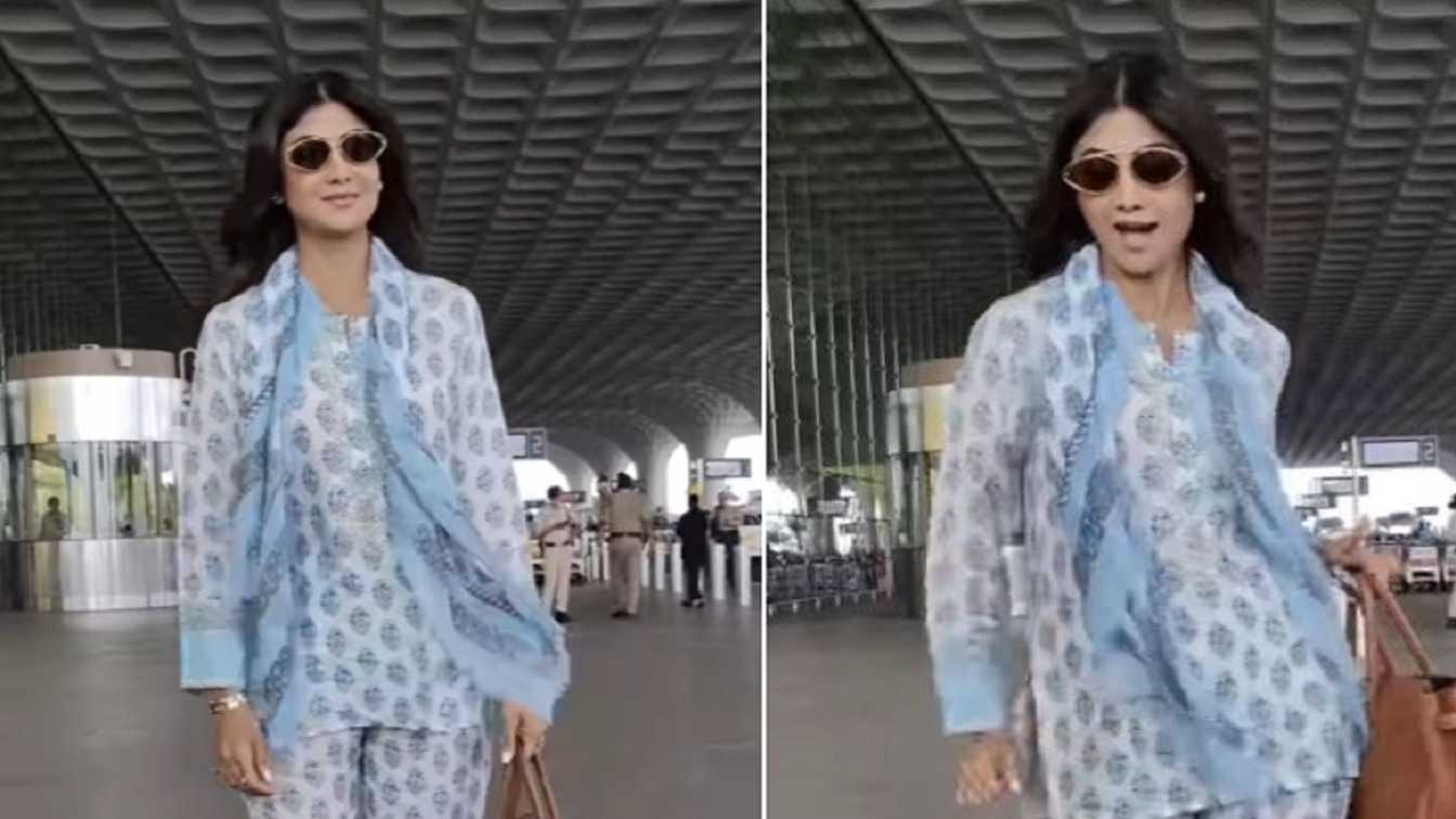 Shilpa Shetty is a sight to behold as she does her Chura Ke Dil Mera hook step for the paparazzi