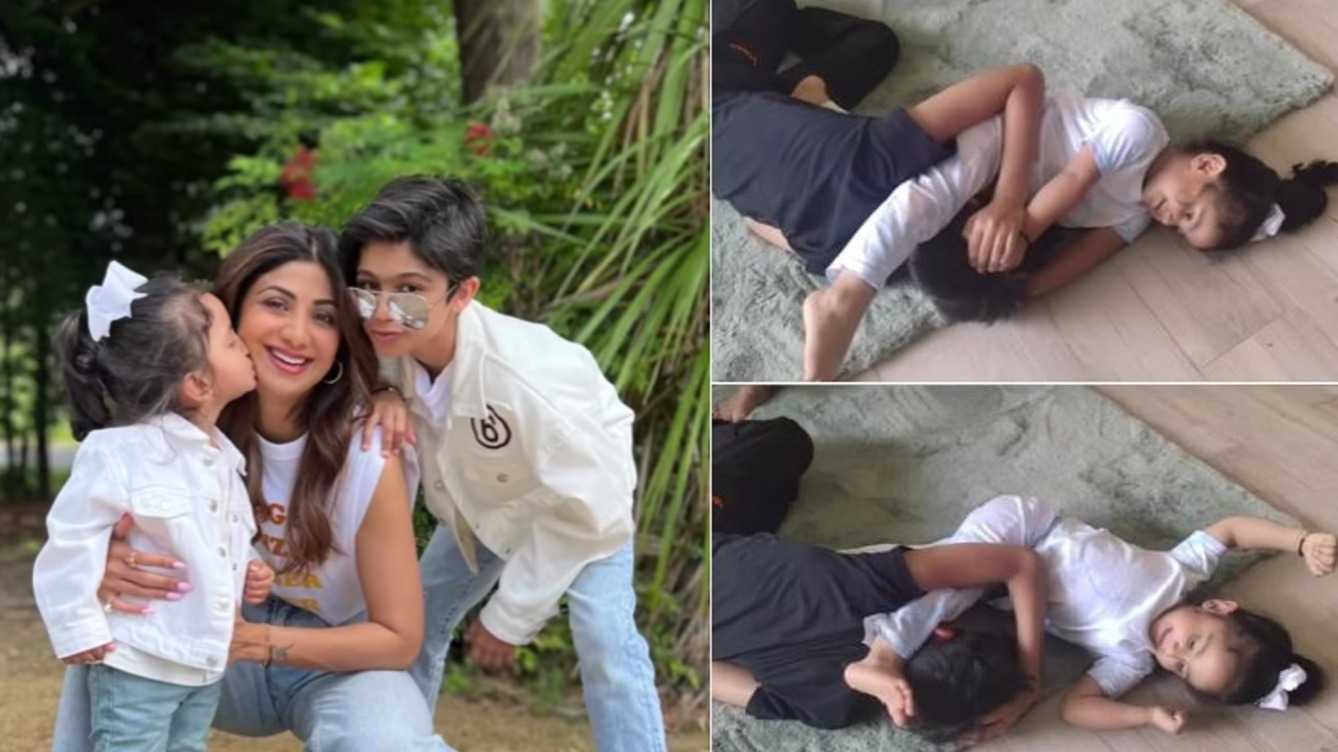 Shilpa Shetty's daughter Samisha pulling her brother Viaan's hair is winning the internet on Children's Day