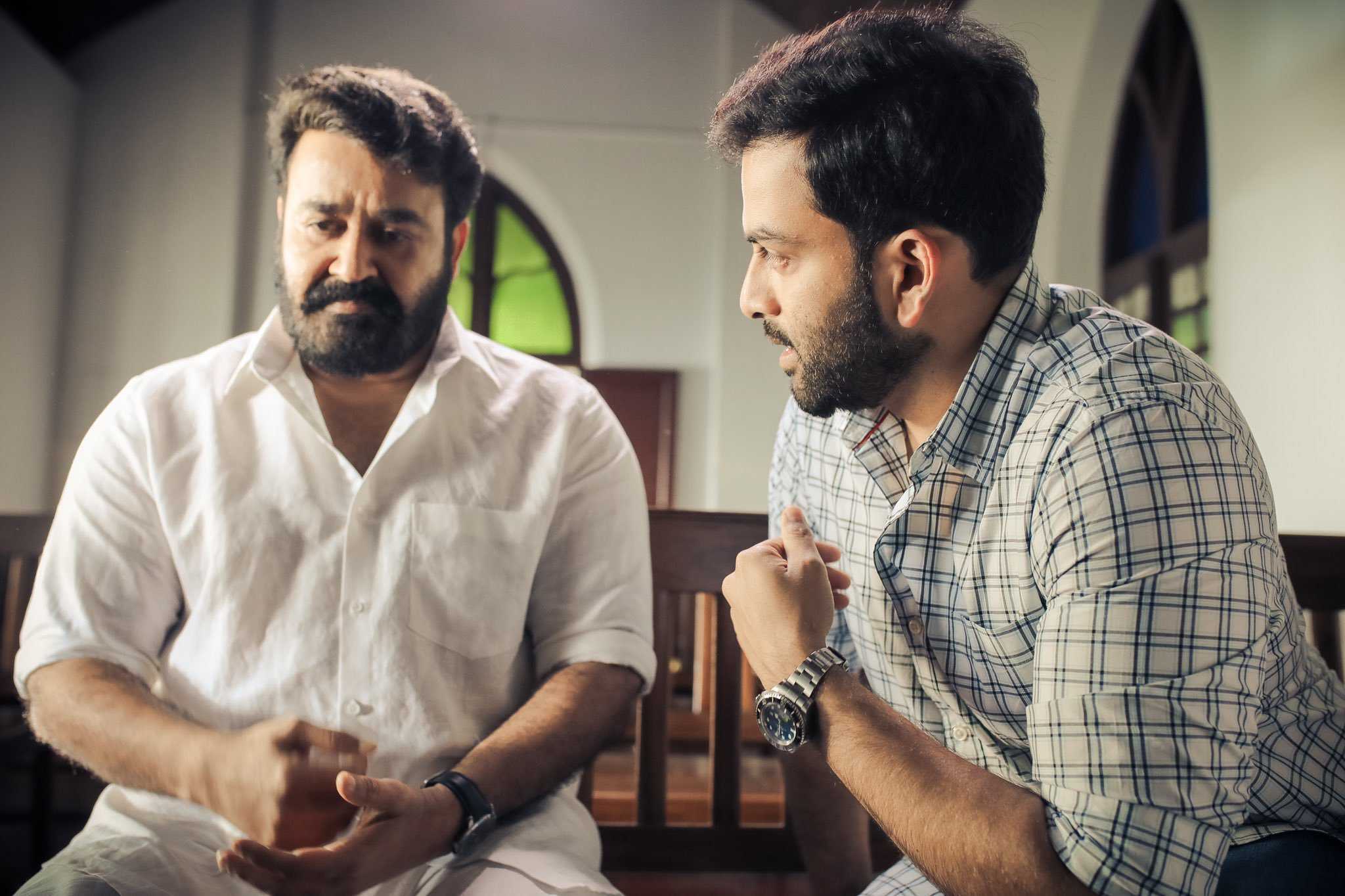 Prithivraj and Mohanlal on the set of Lucifer
