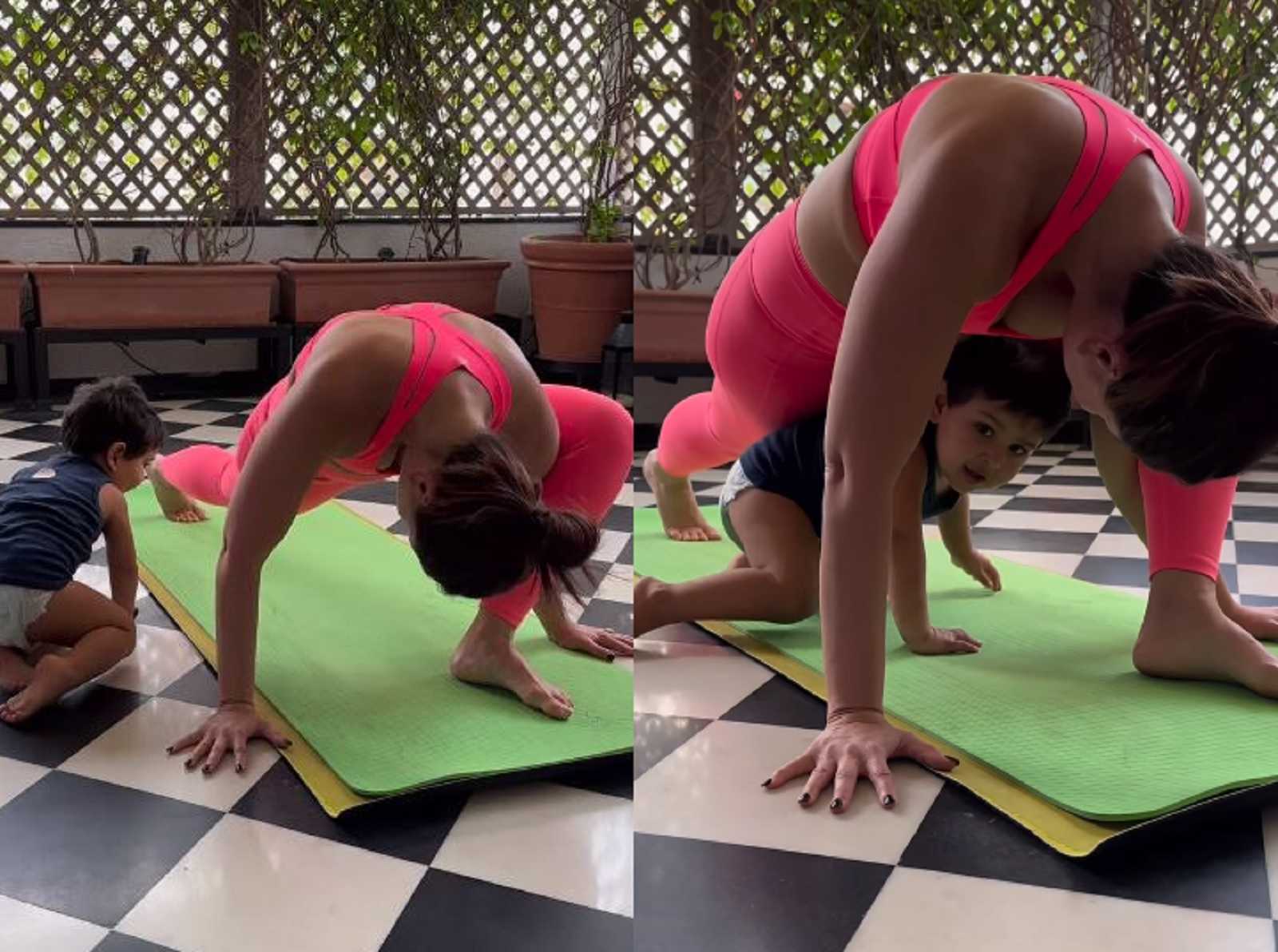 'Ye toh Taimur se bhi cute hai': Netizens swoon over Kareena Kapoor's son Jeh as he turns her yoga partner; Watch