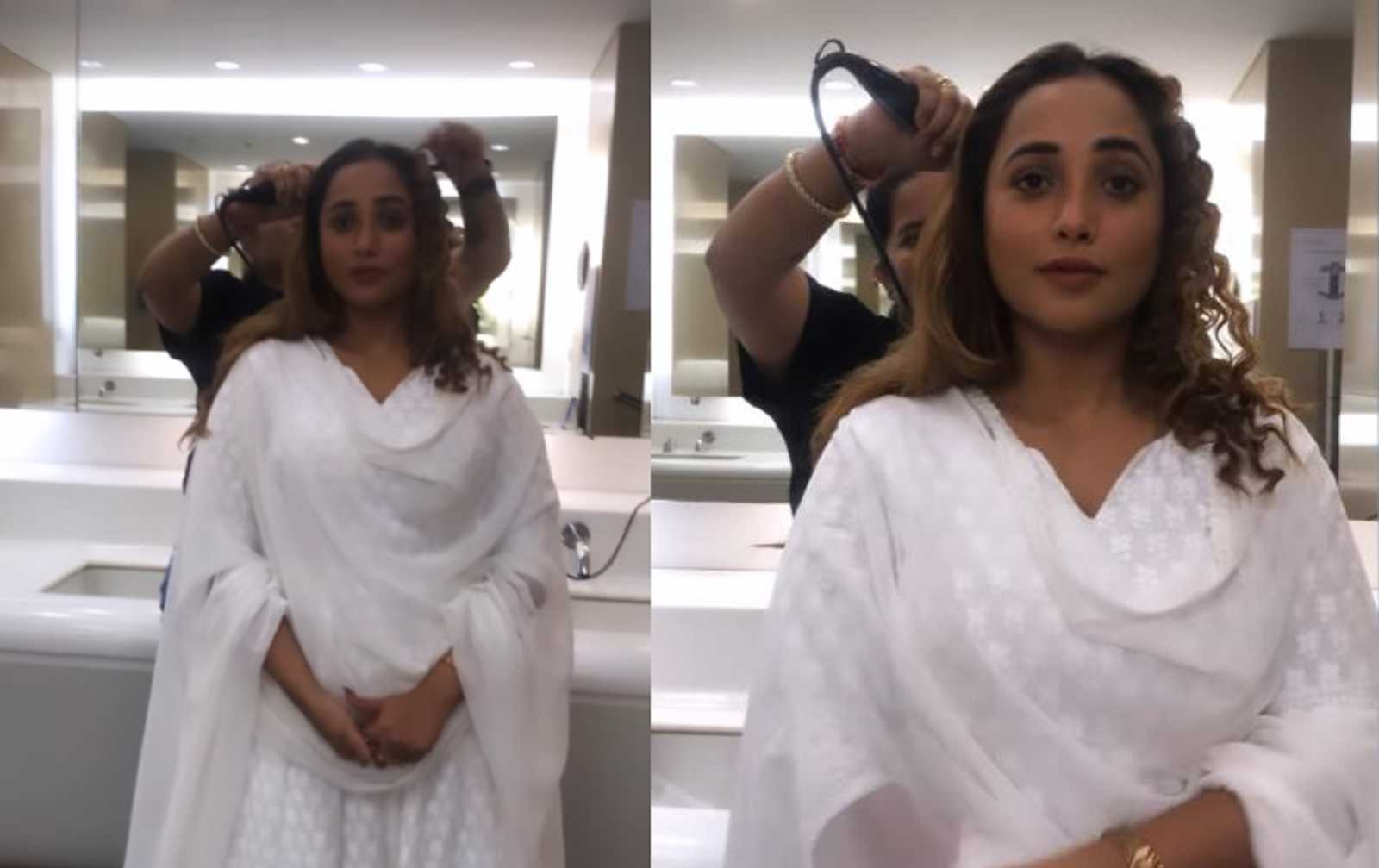 Bhojpuri star Rani Chatterjee curls her hair in the airport washroom to save time, calls it 'pagalpanti'