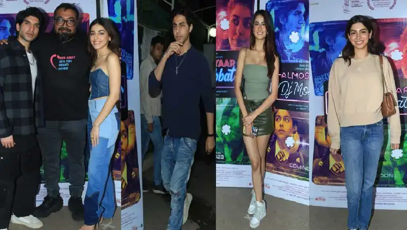 Aryan Khan, Khushi Kapoor, Palak Tiwari, and others attend screening of Anurag Kashyap's Almost Pyaar with DJ Mohabbat