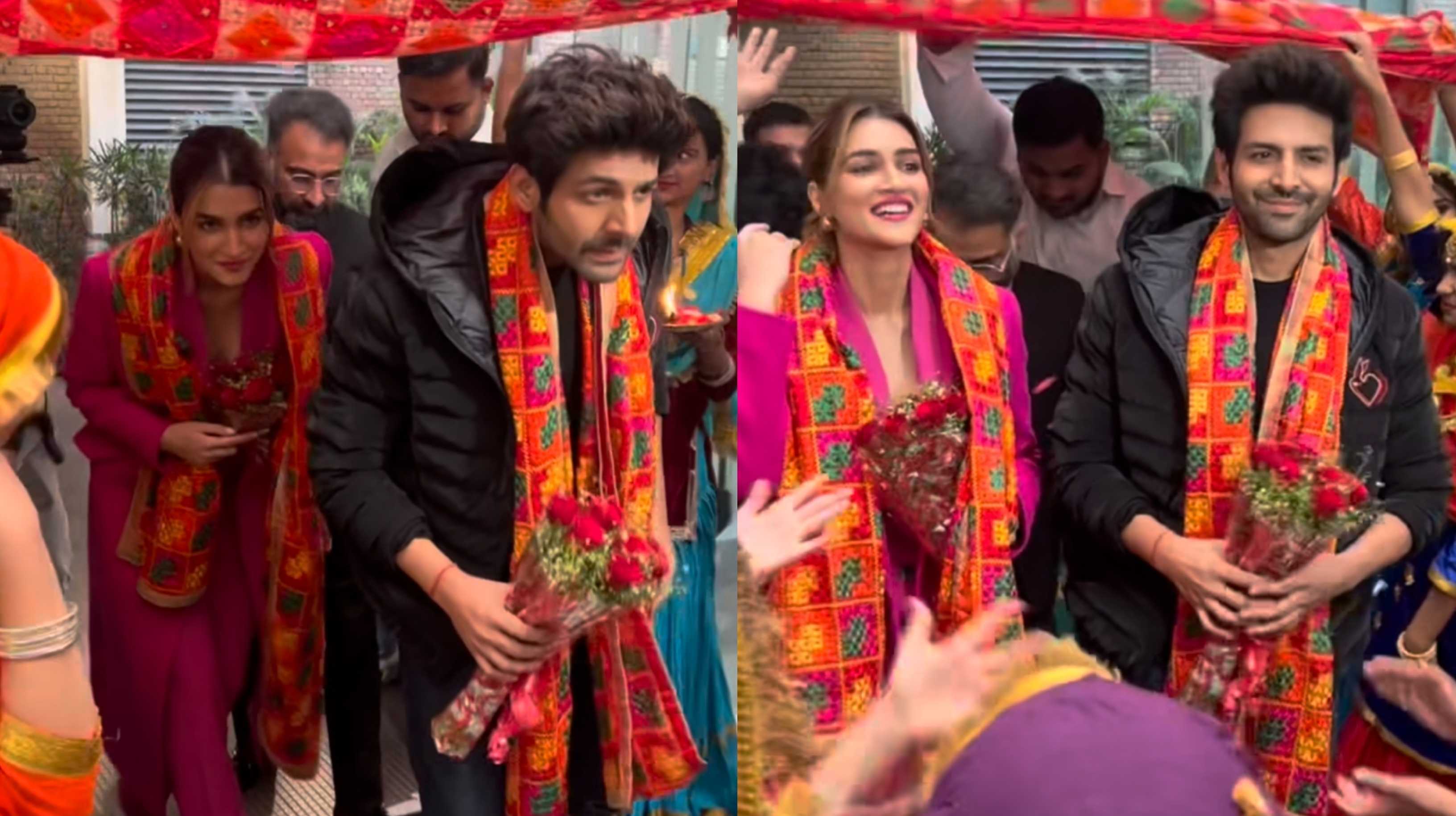 Shehzada jodi Kartik Aaryan and Kriti Sanon’s Lohri celebrations are giving fans ‘newly married couple’ vibes; watch