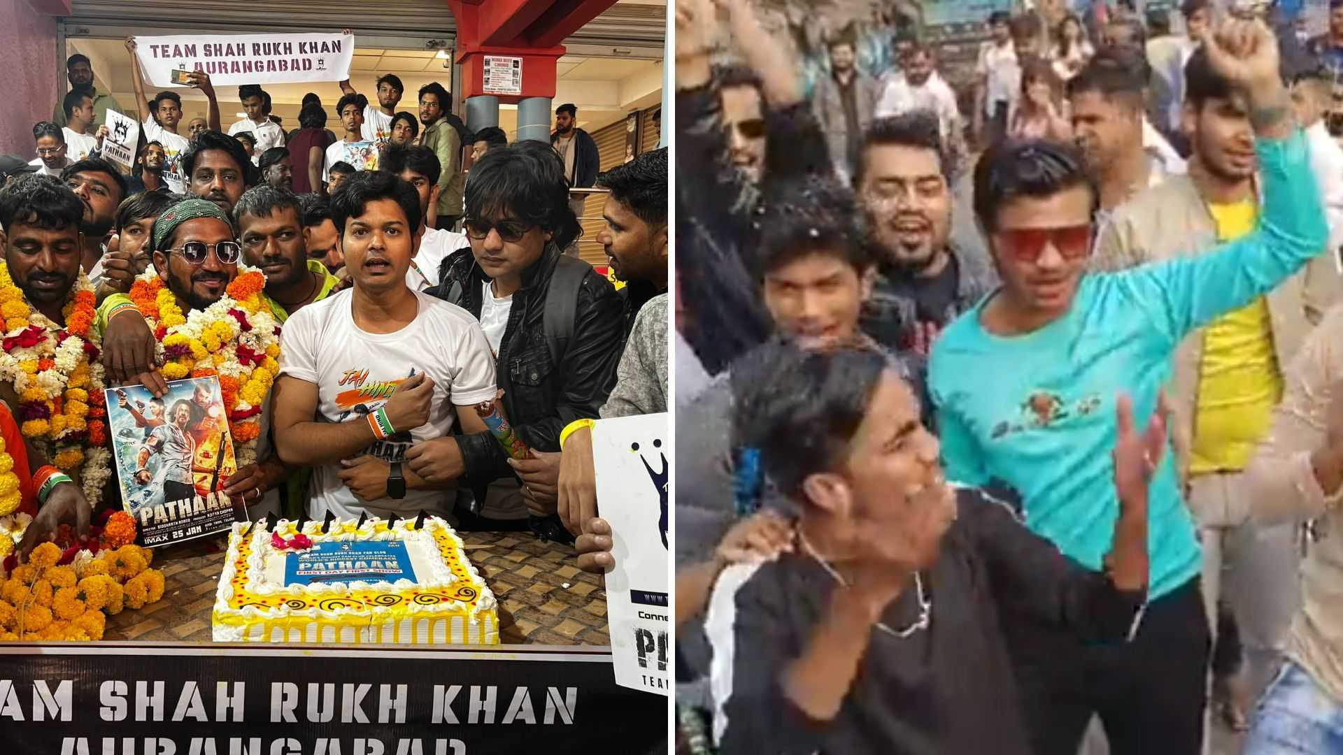 पठान के विरोध के बीच फैंस ने लगाए 'लव यू शाहरुख' के नारे, केक काट कर मनाया जश्न