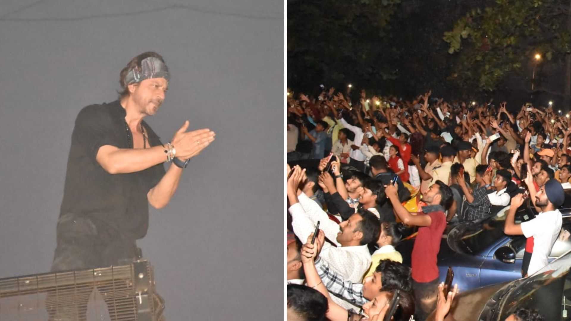 'Mehmaan Nawaazi Pathaan ke ghar par' : Shah Rukh Khan waves out at frenzied fans outside Mannat to celebrate his film's success