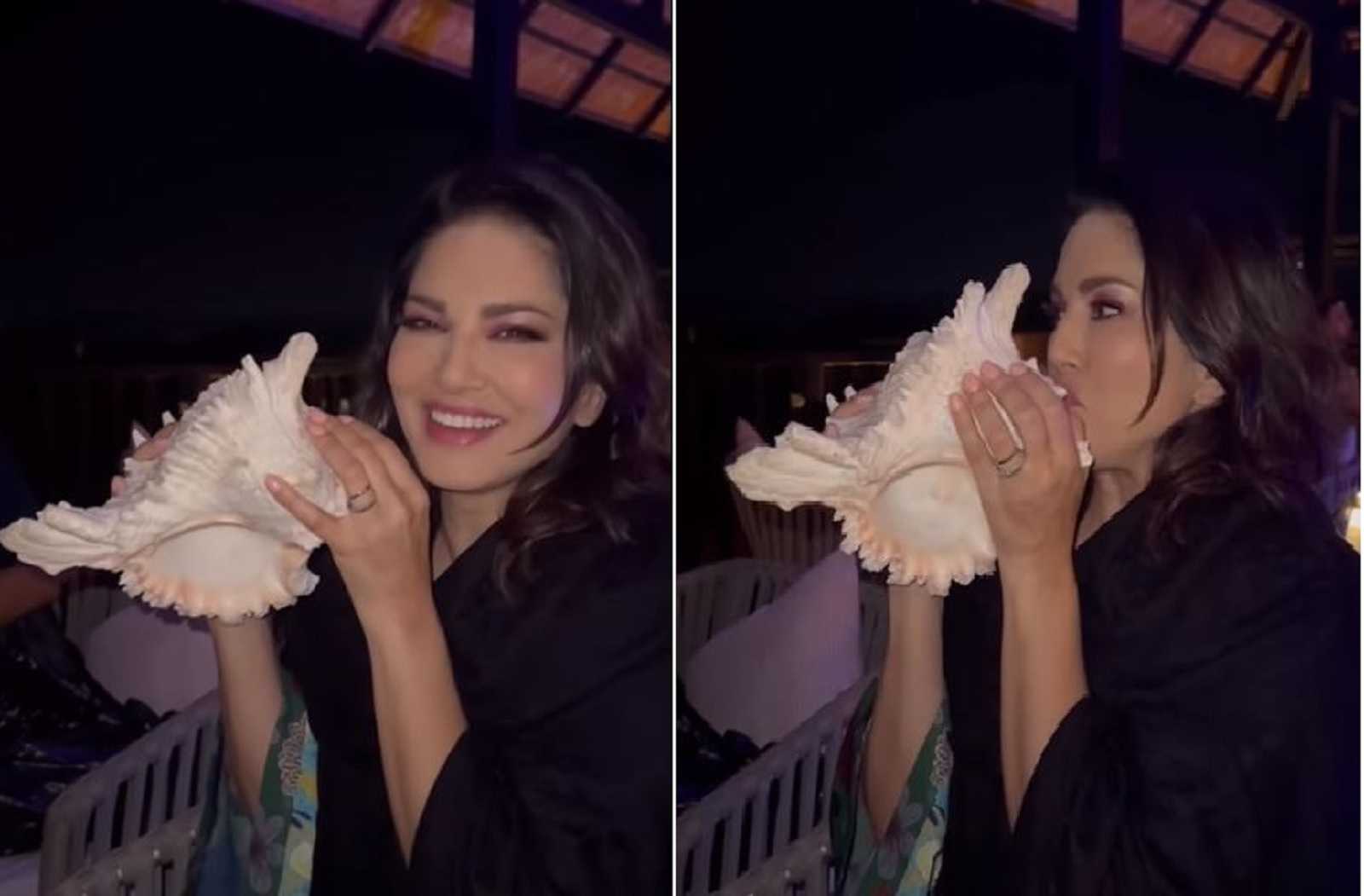 'Sankh ka majak ura rahi hai': Sunny Leone trolled for laughing while trying to blow conch shell