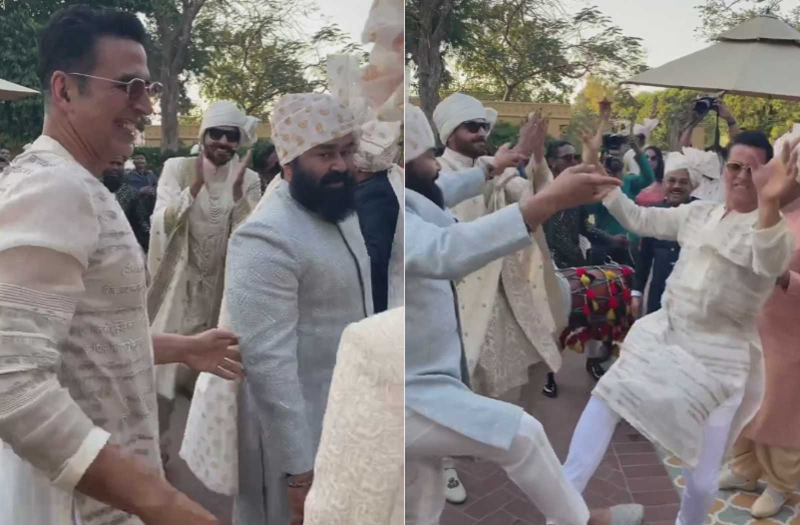Akshay Kumar and Mohanlal steal the limelight at a wedding with their impromptu Bhangra; Watch