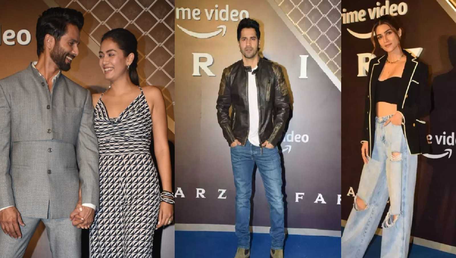 Farzi screening: Shahid and Mira can't take their eyes off each other; Varun Dhawan, Kriti Sanon, Ishaan Khatter and others arrive in style