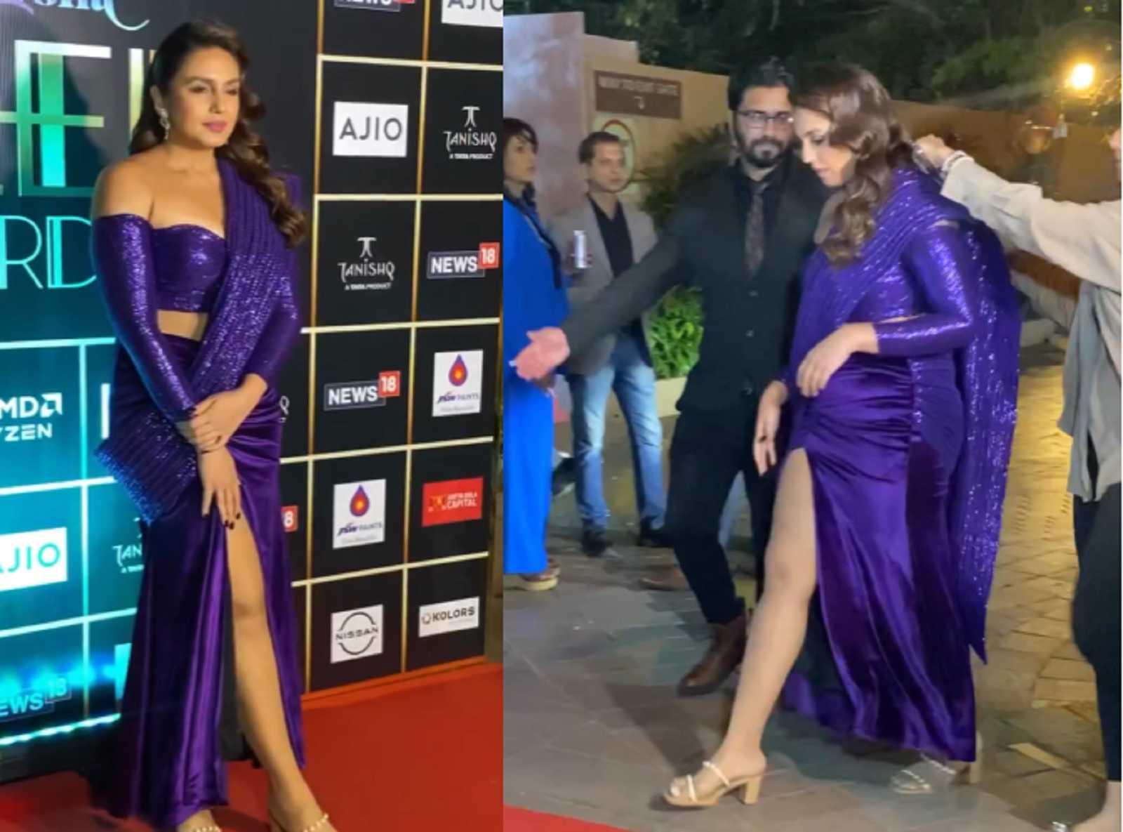 “Koi actress pregnant hai”: Huma Qureshi brutally trolled as she attends an award show wearing a purple outfit