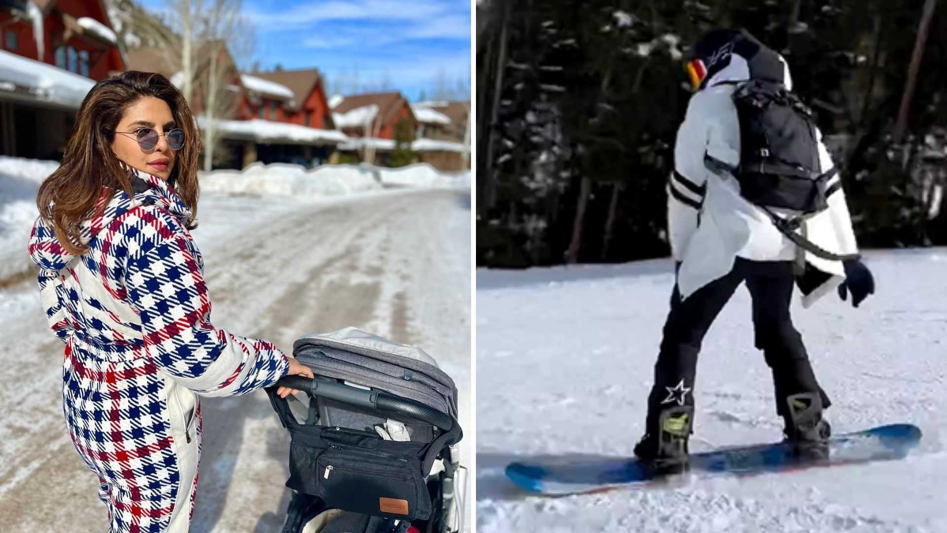 प्रियंका चोपड़ा बेटी को बर्फबारी में सैर कराती आईं नजर, निक जोनस ने भी की स्केटिंग