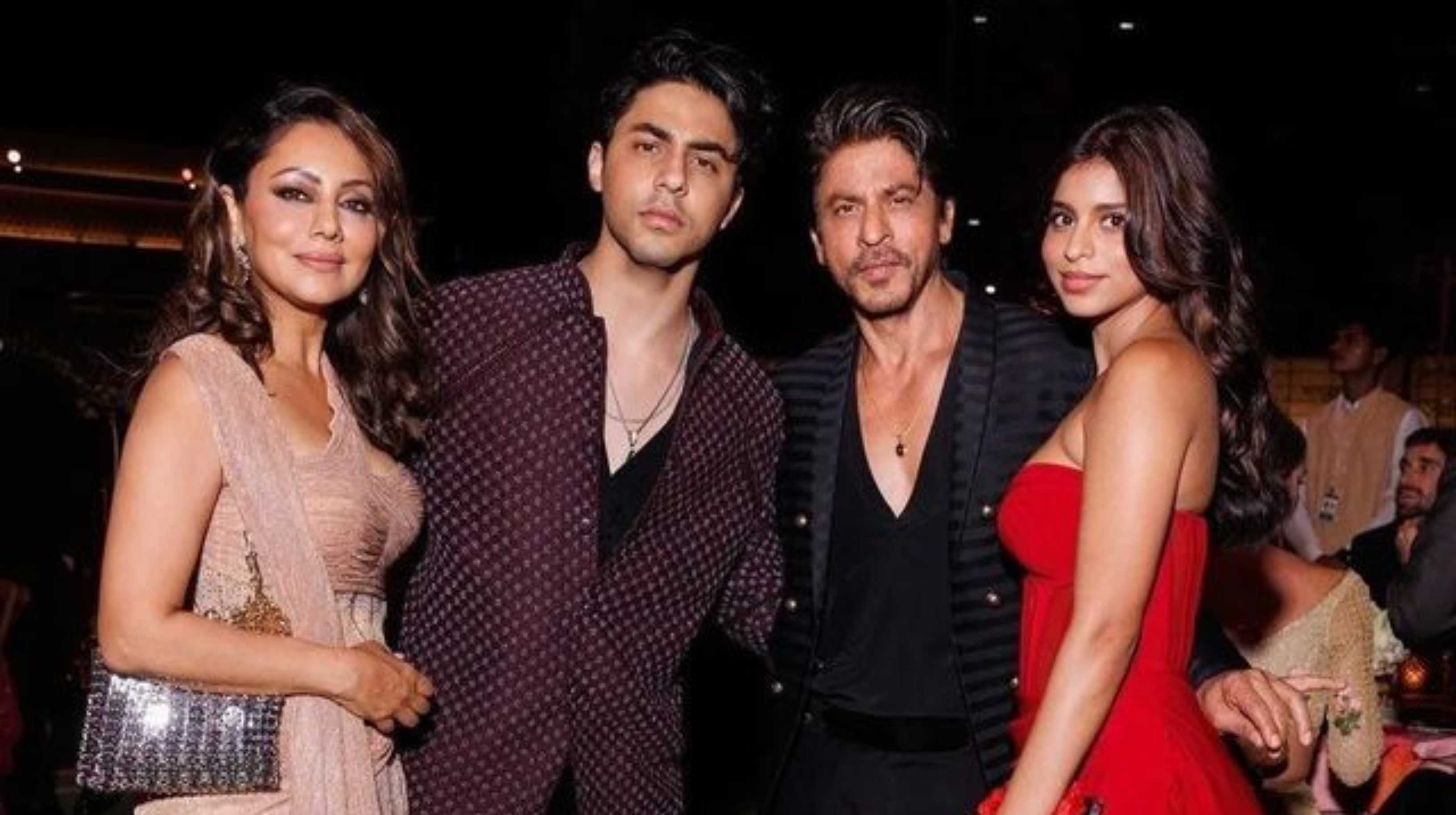 Shah Rukh Khan and Aryan Khan look like handsome twins in viral family photo from Ambani’s event