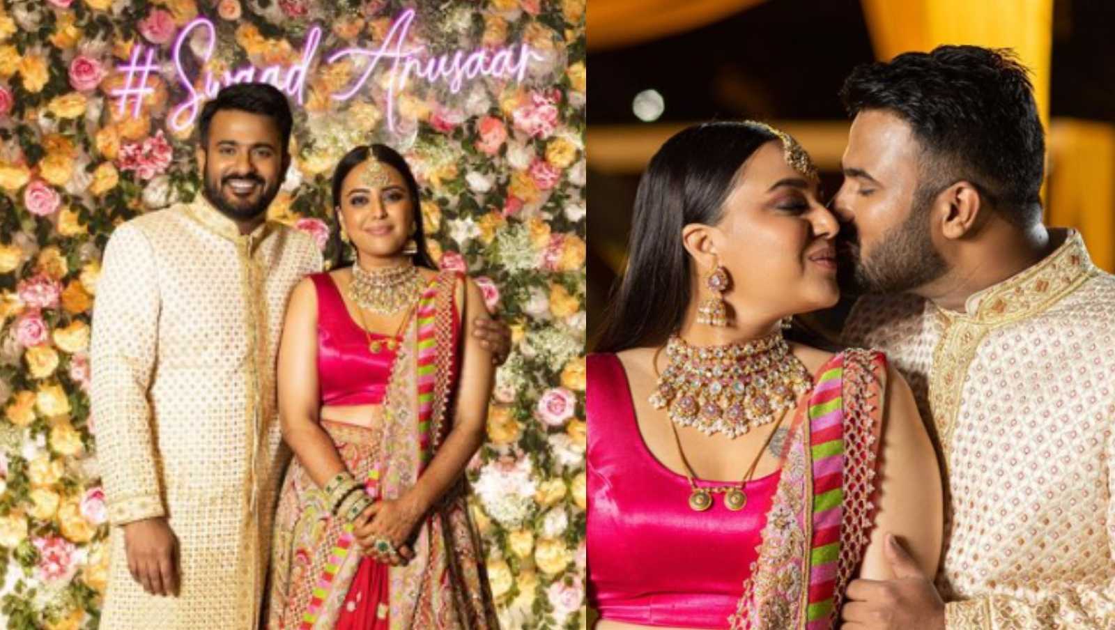 Swara Bhasker gets a sweet peck on the cheeks by hubby Fahad Ahmad in their dreamy reception pictures, seen it yet?