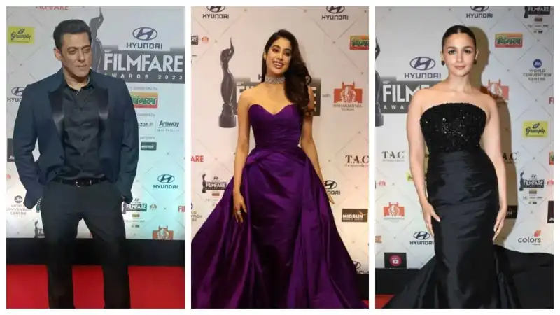 Filmfare Awards 2023: Alia dazzles in strapless black gown, Janhvi opts for purple ensemble; see photos of celebs in attendance