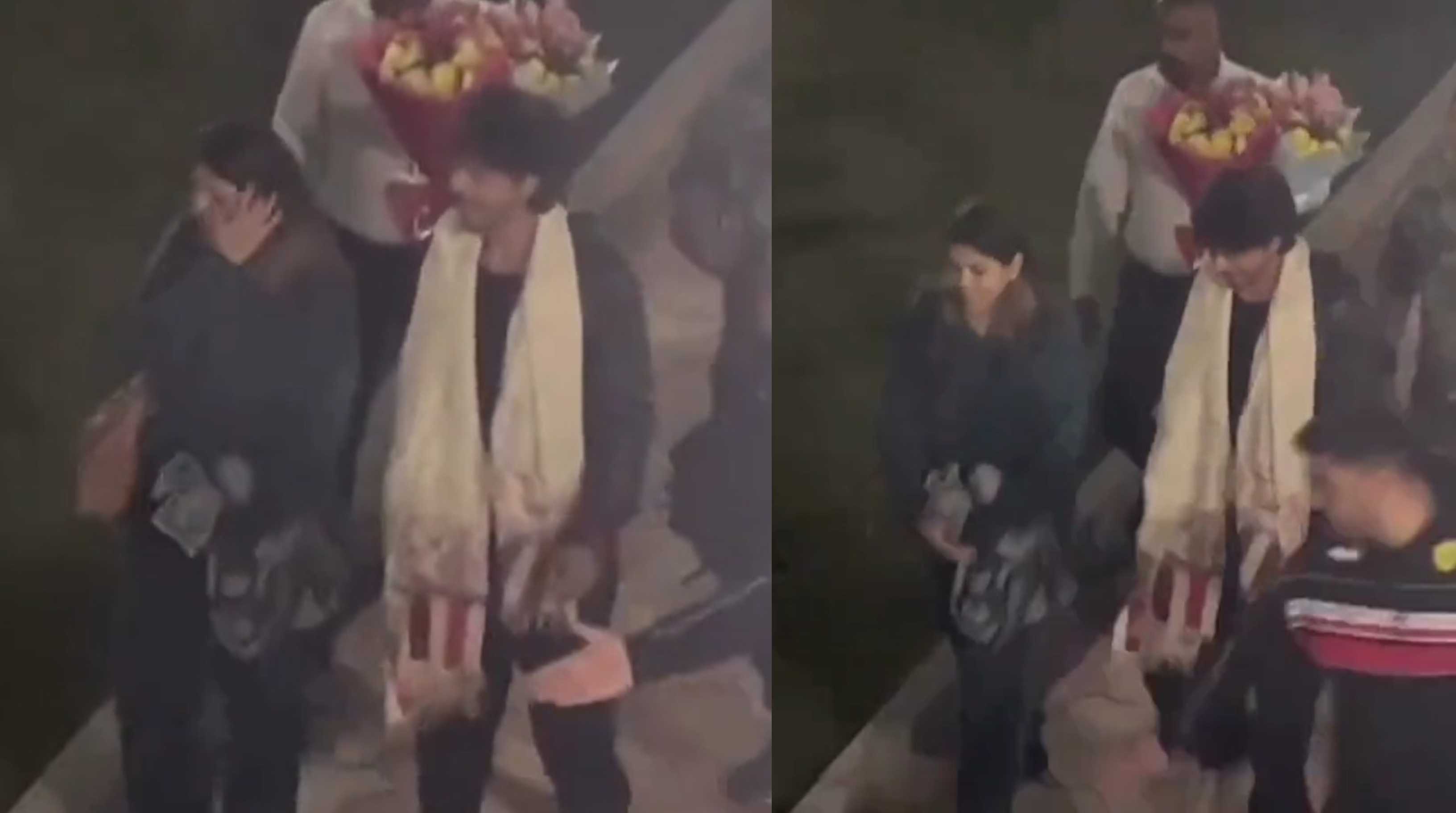 Shah Rukh Khan arrives in Kashmir for Dunki, gets a warm welcome with flowers and a shawl; watch