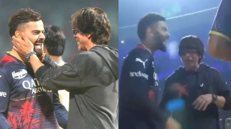 Shah Rukh Khan celebrates KKR’s victory by dancing with Virat Kohli on Jhoome Jo Pathaan at Eden Gardens; watch