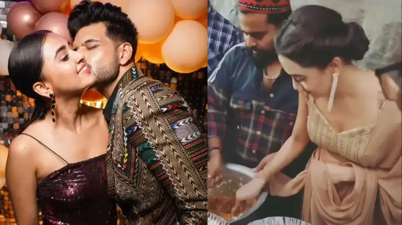 After Karan Kundrra’s Iftar party, girlfriend Tejasswi Prakash serves food to her crew members on set; watch