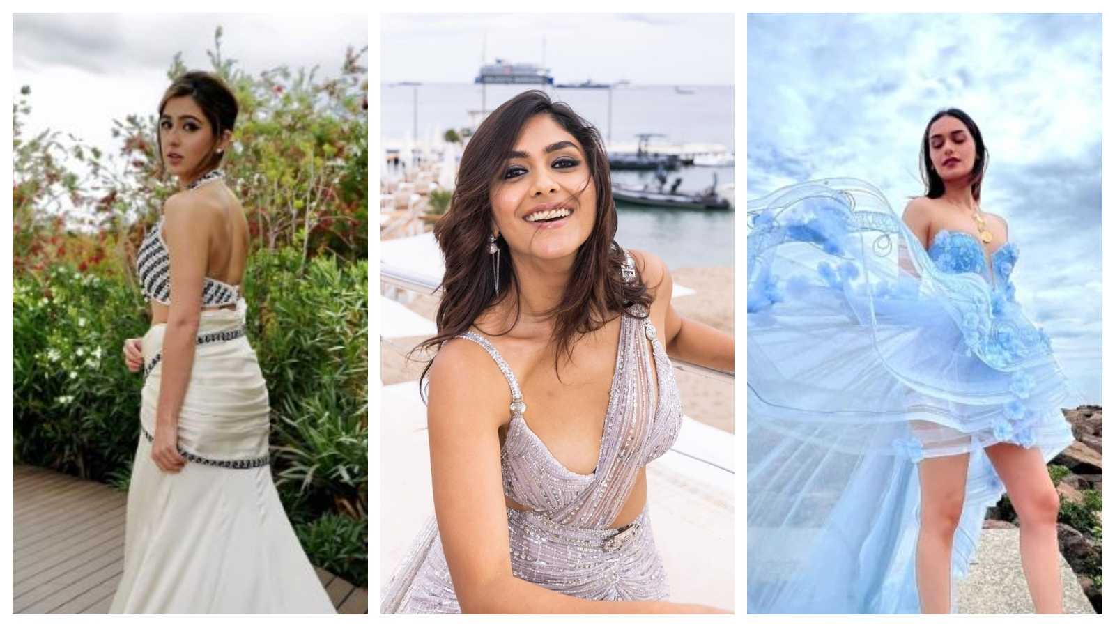 From Sara's retro look to Manushi's sky-blue ensemble, B-town beauties end Cannes Day 2 on a classy note, see pics